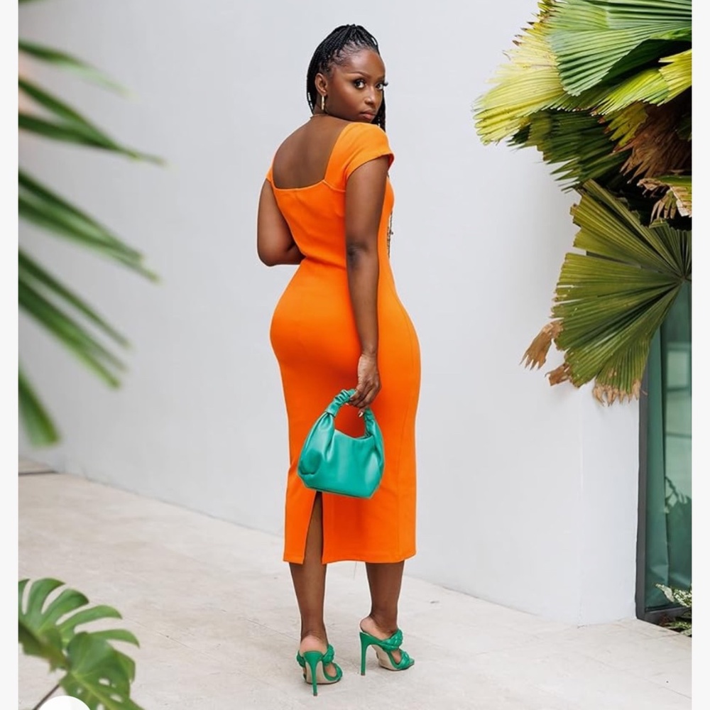 Tenickab X Amazon The Drop Orange Rib Knit Midi Dress in Size XXL